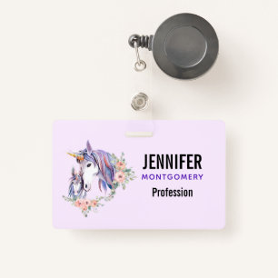 Badge Magique Unicorne maman & bébé aquarelle