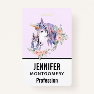 Badge Magique Unicorne maman & bébé aquarelle