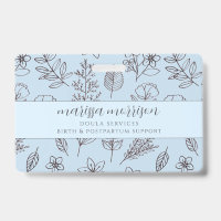 Main Whimsical tiré floral Script bleu Doula