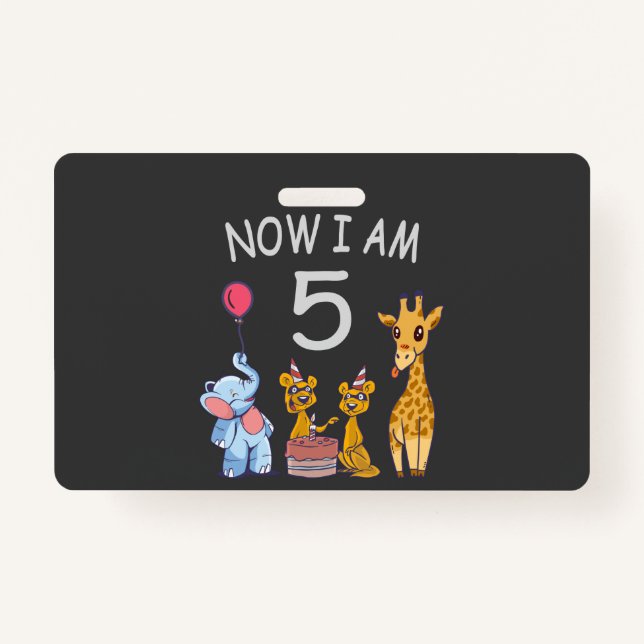 Badge Maintenant, j'ai 5 ans 5e anniversaire au Zoo (Devant)