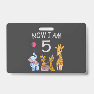Badge Maintenant j'ai 5 ans 5ème anniversaire au Zoo