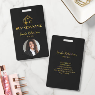Badge Maison Élégante Clé en Or Realtor Professionnel