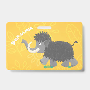 Badge Mammouth laineux mignon illustration de dessin ani