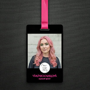 Badge Maquillage Logo Photo Chaude Rose Foncé