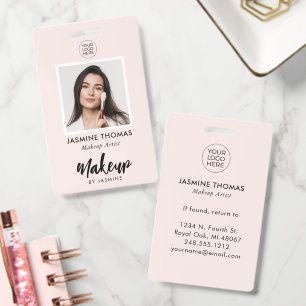 Badge Maquillage Photo Logo Rose Pâle