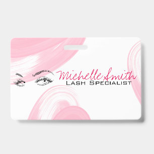 Badge Maquilleuse Extensions de Cils Cils Sourcils Rose