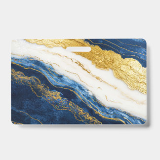 Badge Marbre bleu marine de luxe et feuille d'or