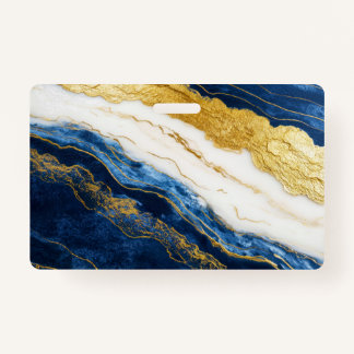 Badge Marbre bleu marine de luxe et feuille d'or