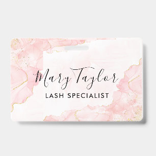 Badge Marbre Rose Pâle Pailleté Or Élégant