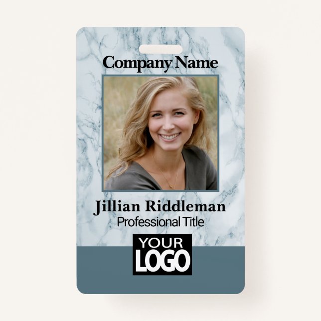 Badge Marbre Turquoise - Photo et logo (Devant)
