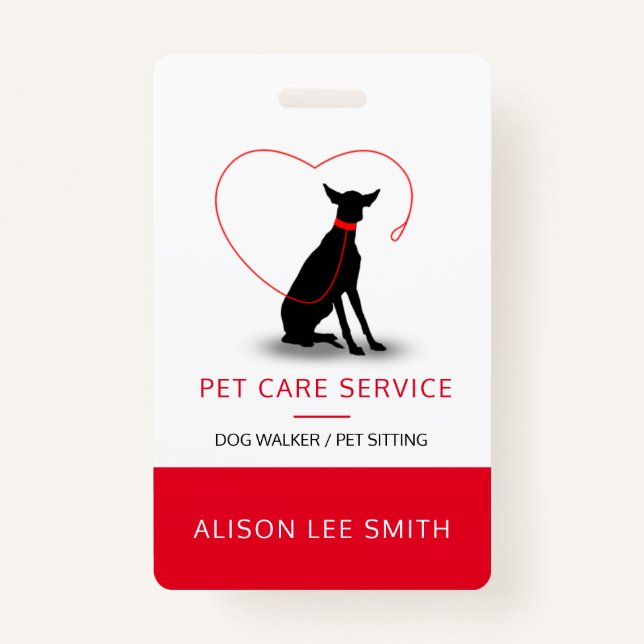 Badge Marcheur de chiens / Assis pour soins aux animaux  (Devant)