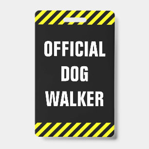 Badge "MARCHEUR OFFICIEL DE CHIEN" ; Insigne noir et