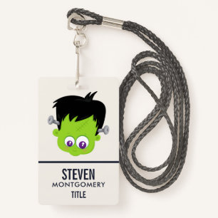 Badge Mare Green Frankenstein Monster face Halloween
