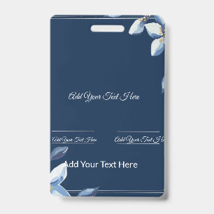 Badge Mariage poussiéreux bleu floral bleu victorien