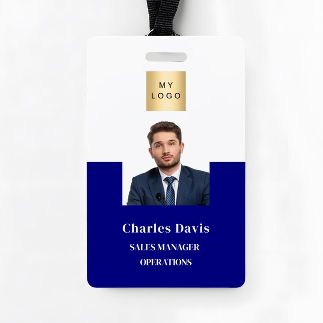 Badge Marine bleu employé photo ID de la société sécurit (Créateur téléchargé)