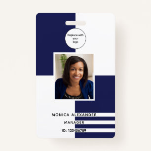 Badge Marine bleu profil blanc photo entreprise