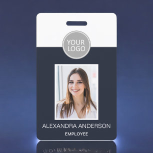 Badge Marine Blue Nom de l'employé Logo Photo Travail d'