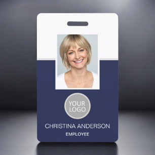 Badge Marine Blue Nom de l'employé Logo Photo Travail d'