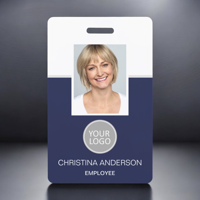 Badge Marine Blue Nom de l'employé Logo Photo Travail d' (Créateur téléchargé)