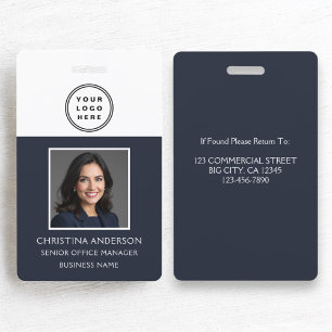 Badge Marine Blue Nom de l'employé Logo Photo Travail d'