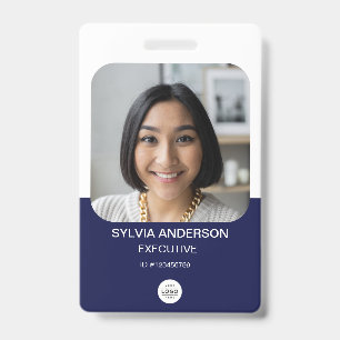 Badge Marine Blue Photo personnalisée Logo de l'employé 