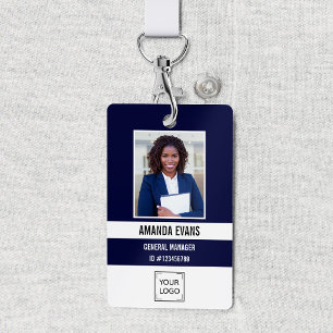 Badge Marine   Photo de l'employé Logo ou code QR Sécuri