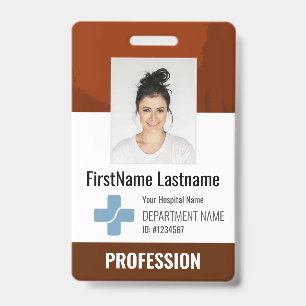 Badge Marron Médecin, Infirmière, Aide-soignant Carte d'