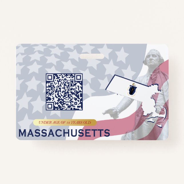 Badge MASSACHUSETTS - ID enfant - Arrière - plan du drap (Dos)