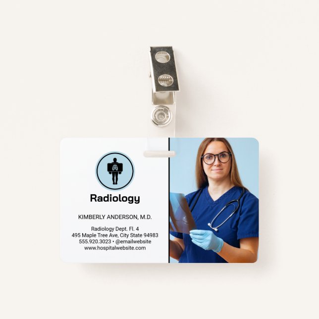 Badge Médecin - Examen des rayons X (Devant avec clip)