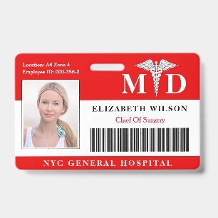 Badge Médecin MD   ID de photo d'employé médical de l'hô