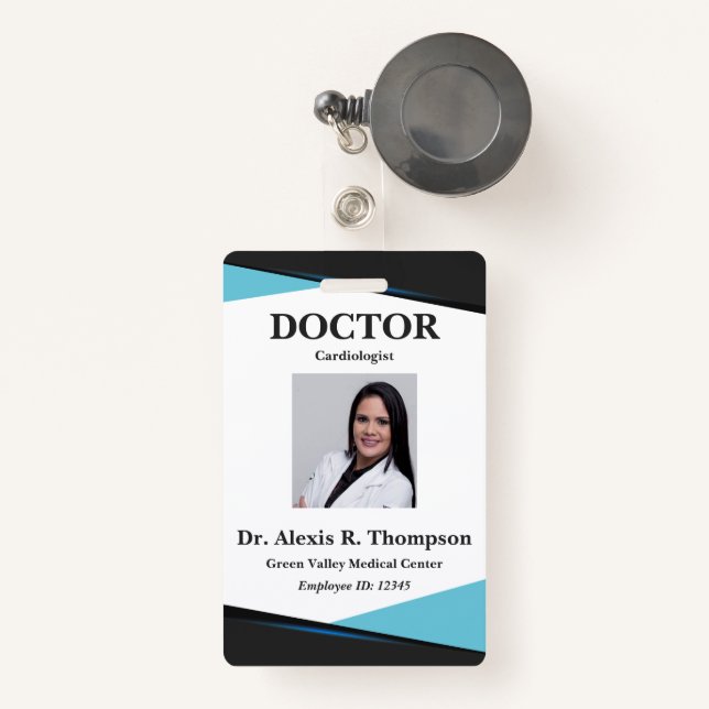 Badge Médecin ou chirurgien ou médecin unique (Front with Retractable)