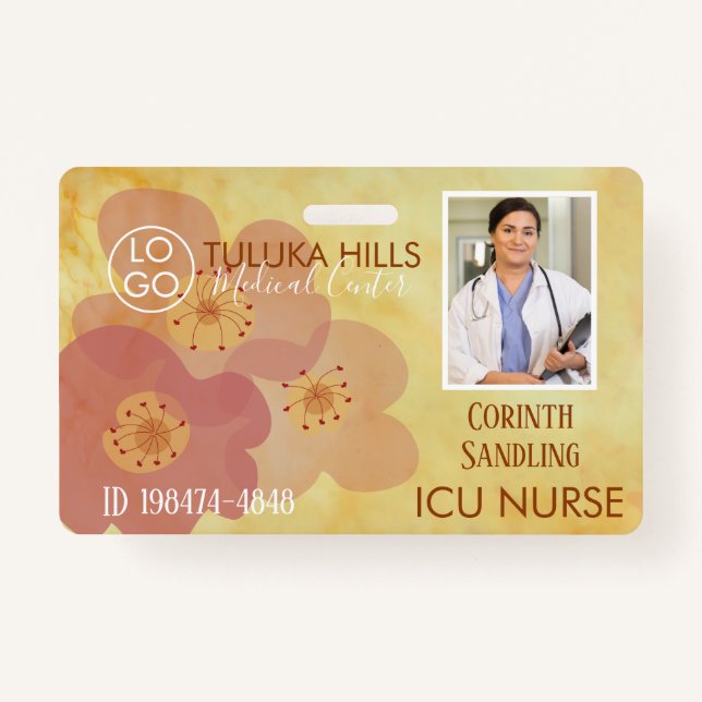 Badge Medica Photo ID Soft Floral Hearts (Devant)