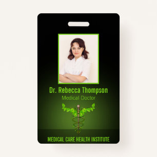 Badge Médicale holistique alternatif Caduceus Feuilles v