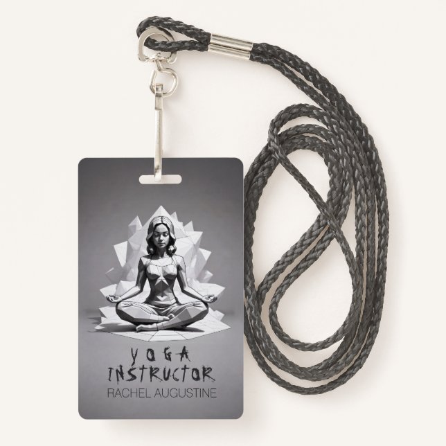 Badge Méditation Yoga Instructeur Reiki Master Low Poly (Devant avec lanière)
