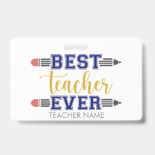Badge Meilleur enseignant personnalisé jamais - Cadeau C
