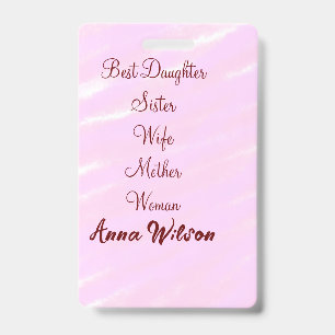 Badge Meilleure femme maman épouse fille ajouter nom tex
