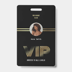 Badge Membre d'accès VIP Photo en feuille d'or Nighclub