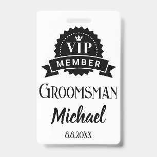Badge membre VIP garçon d'honneur personnalisé mariage