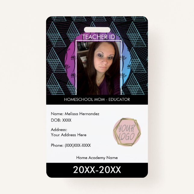 Badge Mère de l'école Mère ID Forme tropicale (Devant)