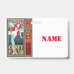 Badge Mermaid de Coney Island aux cheveux roux