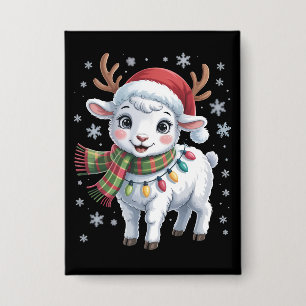 Badge Mignon agneau Noël drôle amateur d'animaux agricul