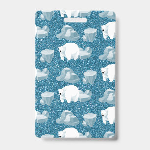 Badge Mignon Ours Polaire Blanc Nord Animal Sauvage Bleu