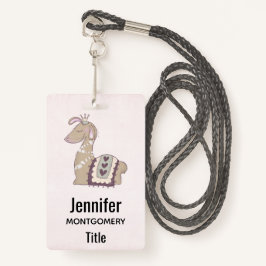 Badge Mignonne Llama Princesse portant une couronne
