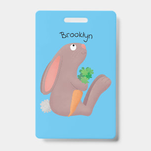 Badge Mignons lapin lapin lapin assis avec dessin de car