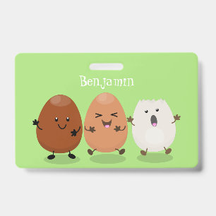 Badge Mignons œufs kawaii illustration de dessin animé d