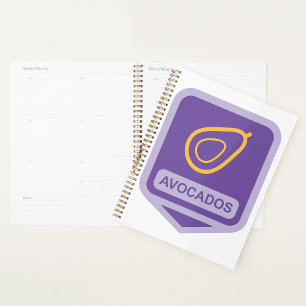 Badge minimaliste Avocado en violet et or
