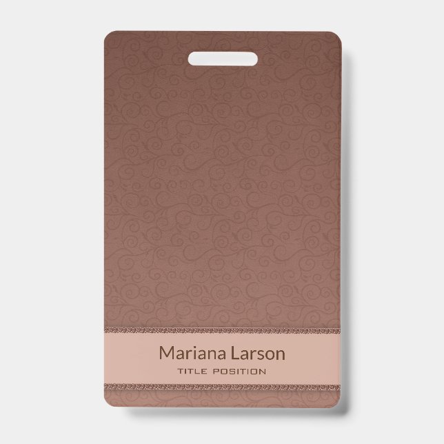 Badge Modèle Brown de Damas florales (Avant)