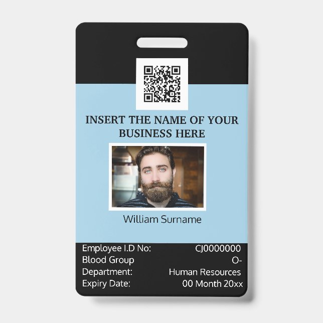 Badge Modèle de carte d'identité d'employé CUSTOM double (Avant)