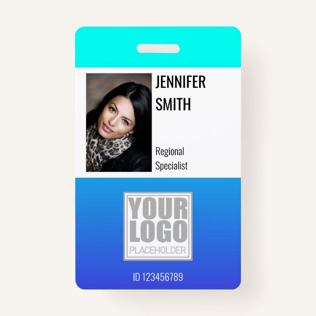 Badge Modèle de logo Aqua Ombre Turquoise (Devant)