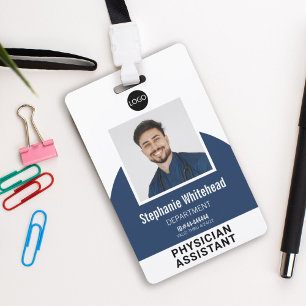 Badge Modèle de logo Photo d'identité employé Bleu marin